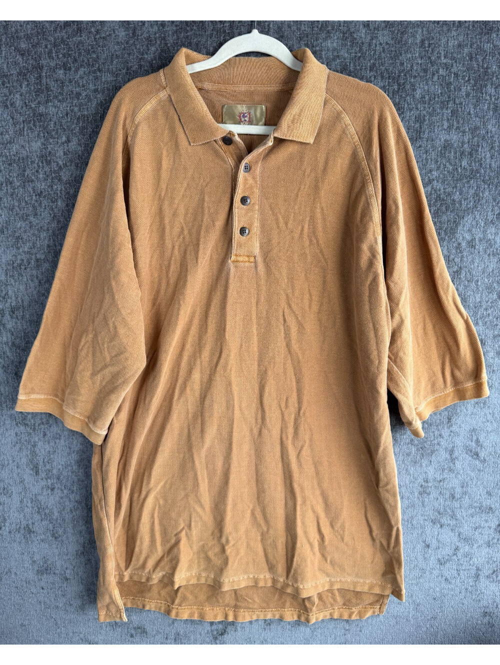 The Territory Ahead Mens XXL Tall Tan Ochre Heavy Textured Polo Shirt Cotton